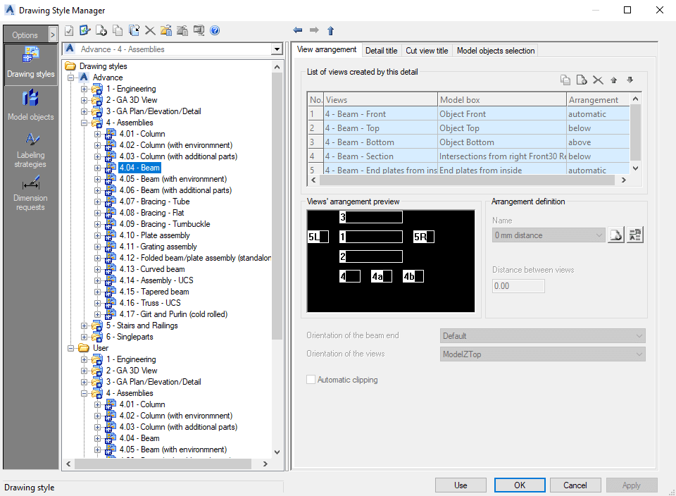 Advance Steel drawing style manager